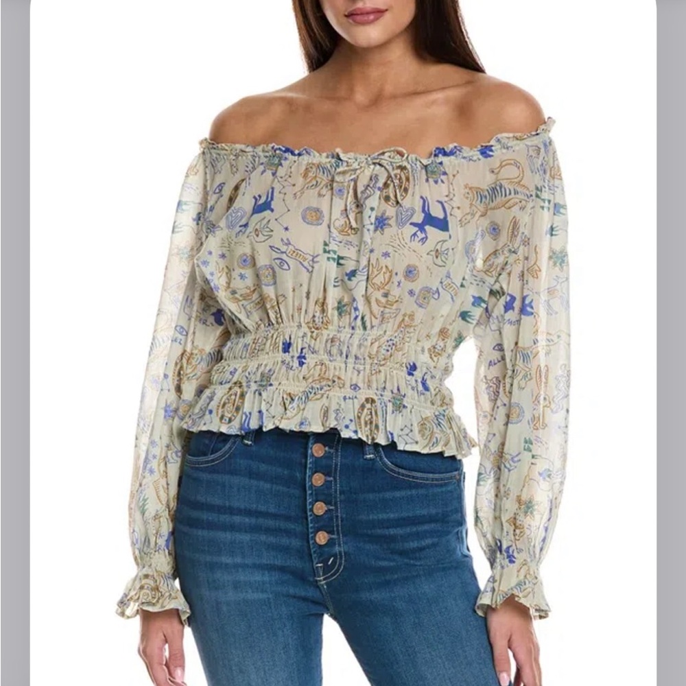 Mother The Long Sleeve Doll Face Floral Off-Shoulder Women Top XS